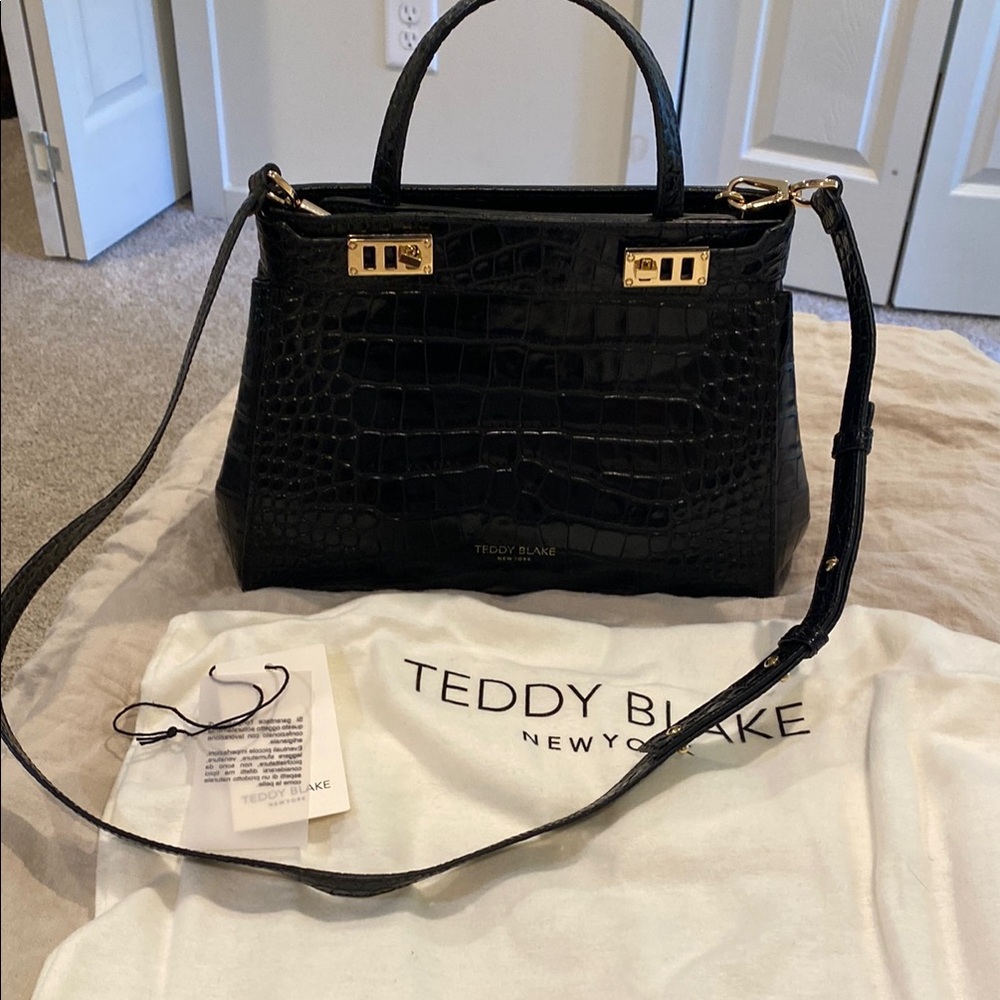 Teddy Blake Black Croc-Embossed Leather Handbag